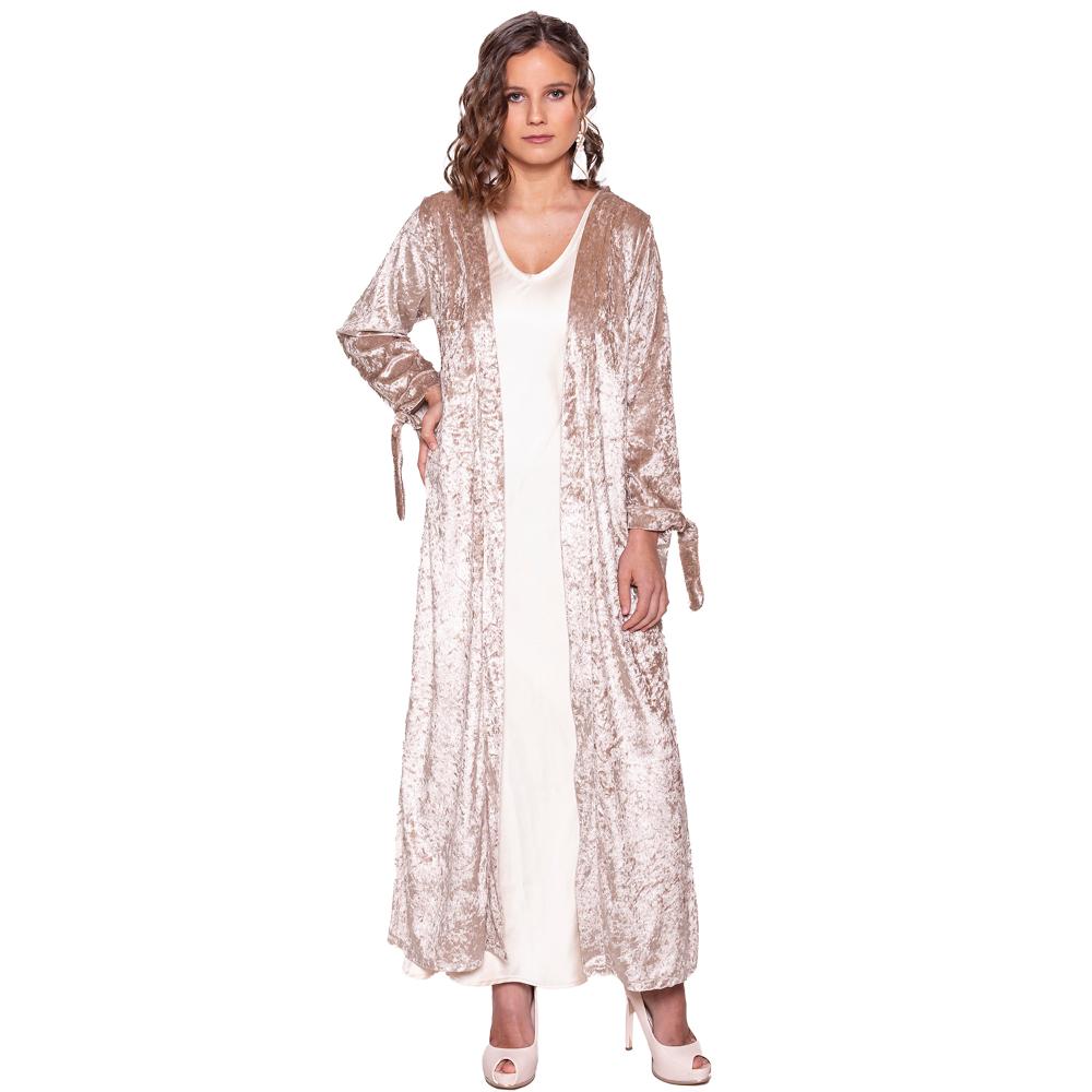 Tapado Kimono Largo Verona Dorado Jaspeado Terciopelo Maria Paskaro
