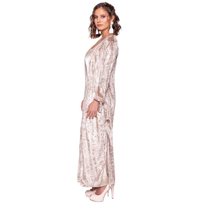 Tapado Kimono Largo Verona Dorado Jaspeado Terciopelo Maria Paskaro