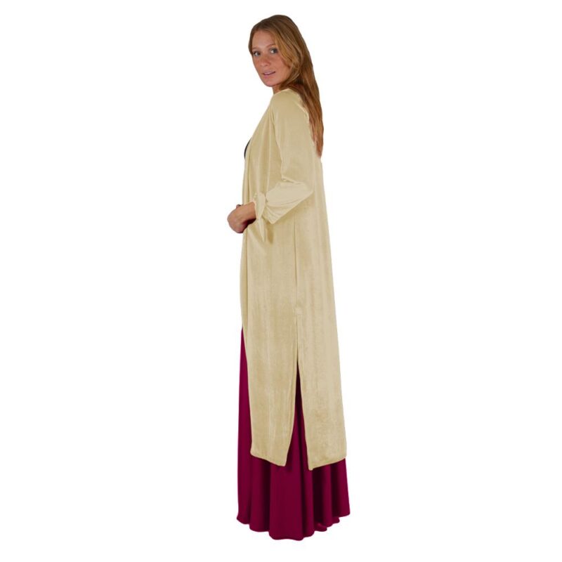 Tapado Kimono Largo Verona Beige Terciopelo Maria Paskaro