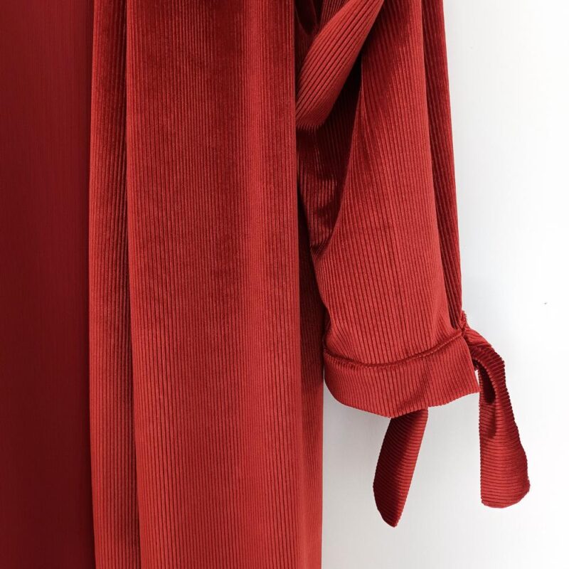 Tapado Kimono Largo Verona Terracota Terciopelo Lineas Maria Paskaro