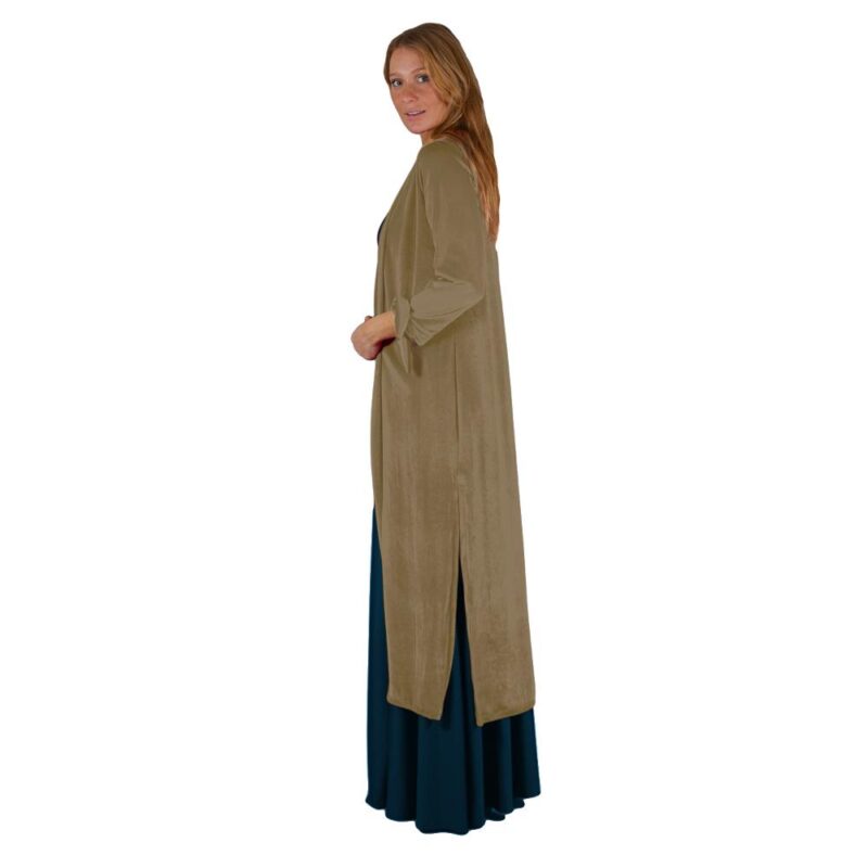 Tapado Kimono Largo Verona Cafe Taupe Terciopelo Maria Paskaro