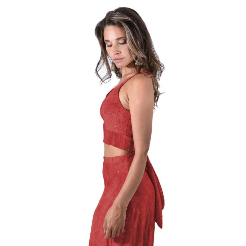 Peto Paris Rojo Lentejuelas Lycra Con Lazo Espalda Maria Paskaro