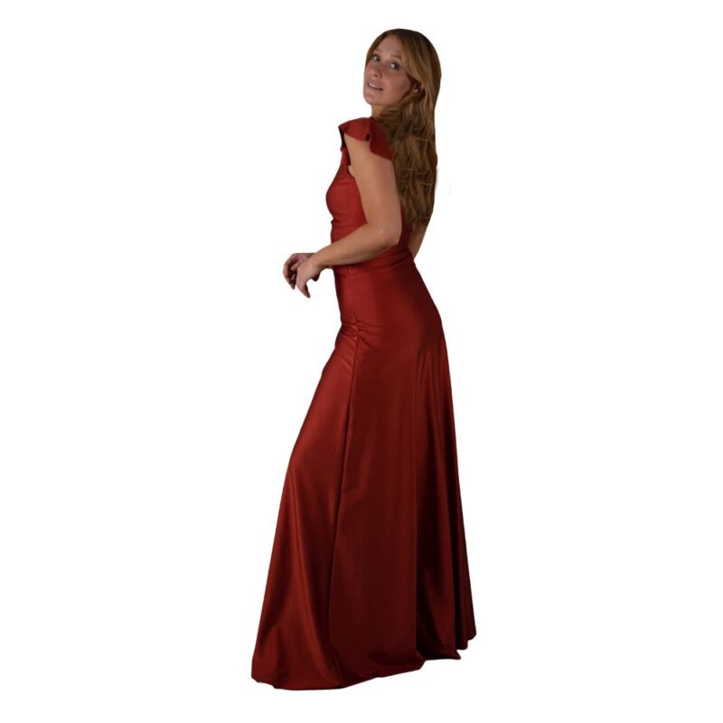Conjunto Lima Terracota Lycra Falda Lazo Maria Paskaro