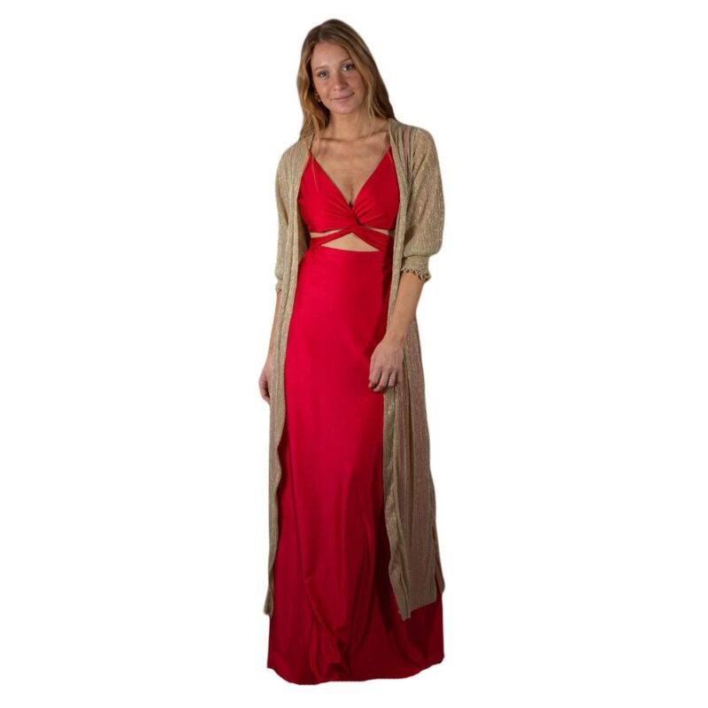 Tapado Kimono Santini Dorado Transparente Maria Paskaro