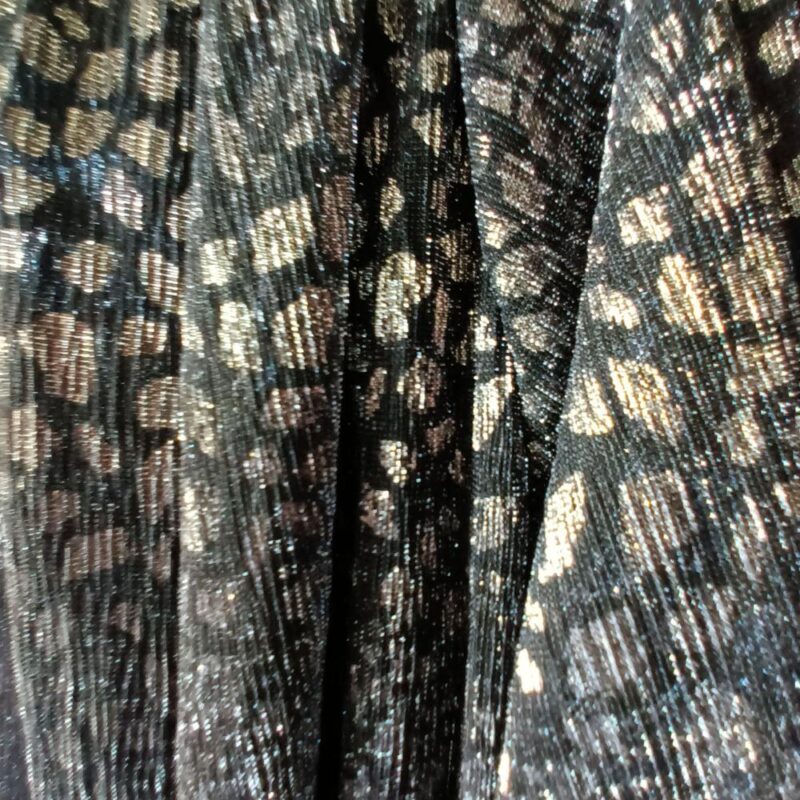 Tapado Kimono Largo Verona Negro Manchas Plateado Plisado Transparente Maria Paskaro
