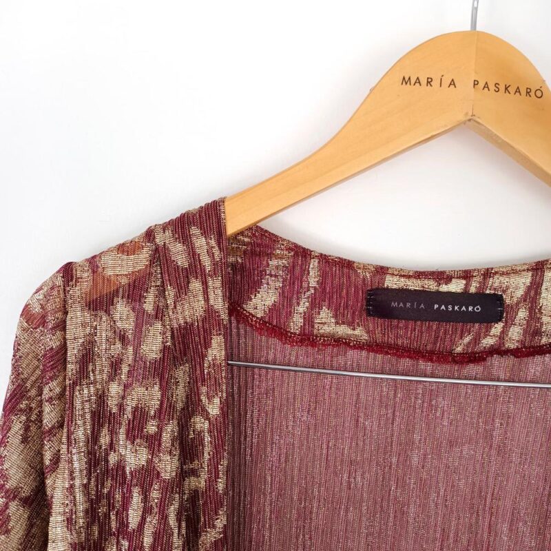 Tapado Kimono Largo Verona Animal Lila Plisado Transparente Maria Paskaro