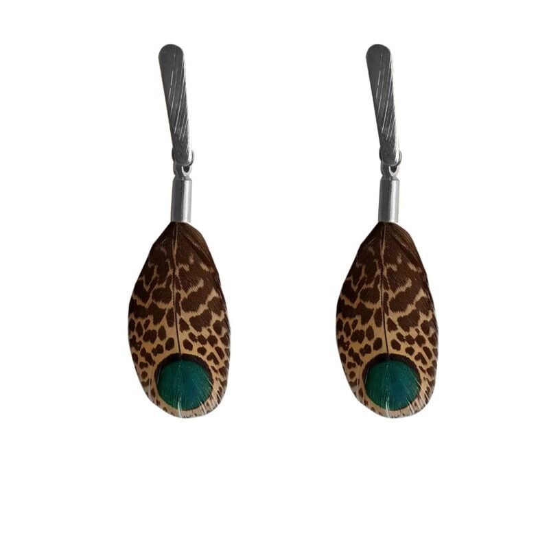 Aros de Pluma Malayo Café Plateado A Maria Paskaro