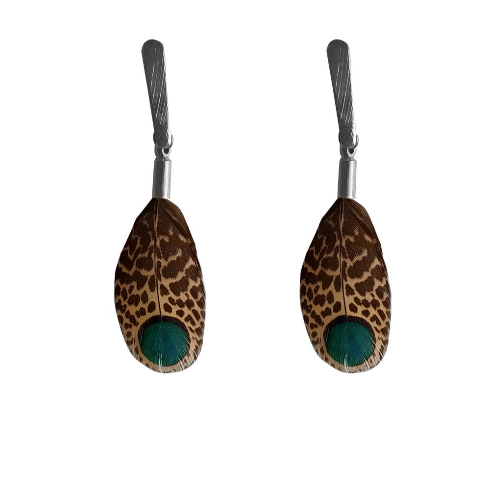 Aros de Pluma Malayo Café Plateado A Maria Paskaro