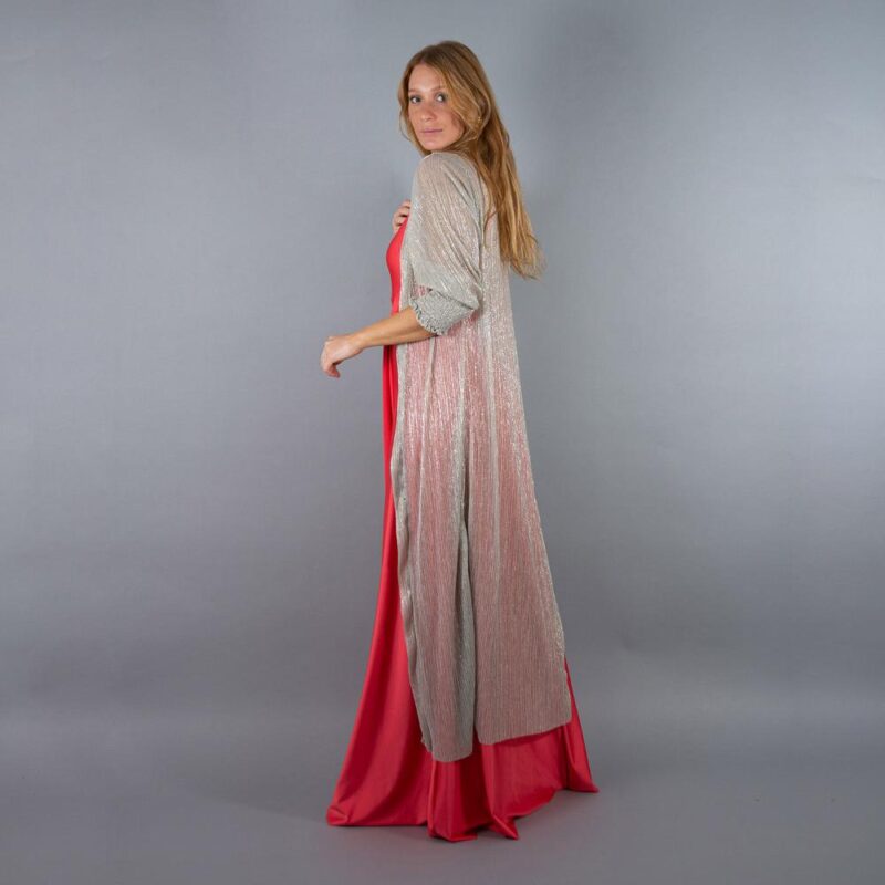 Tapado Kimono Santini Plateado Transparente Maria Paskaro