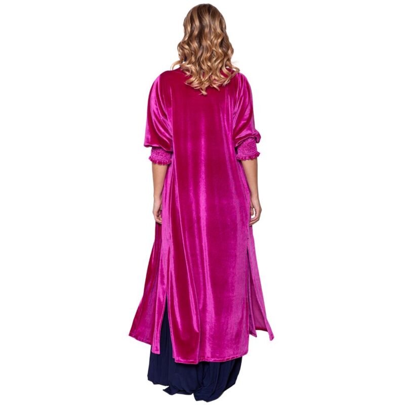 Tapado Kimono Santini Fucsia Terciopelo Maria Paskaro