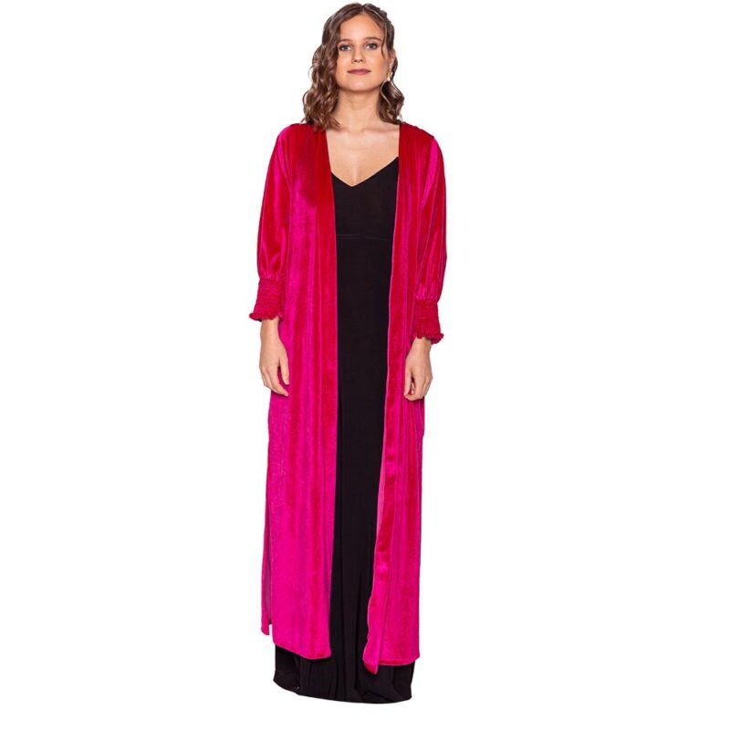 Tapado Kimono Santini Fucsia Terciopelo Maria Paskaro