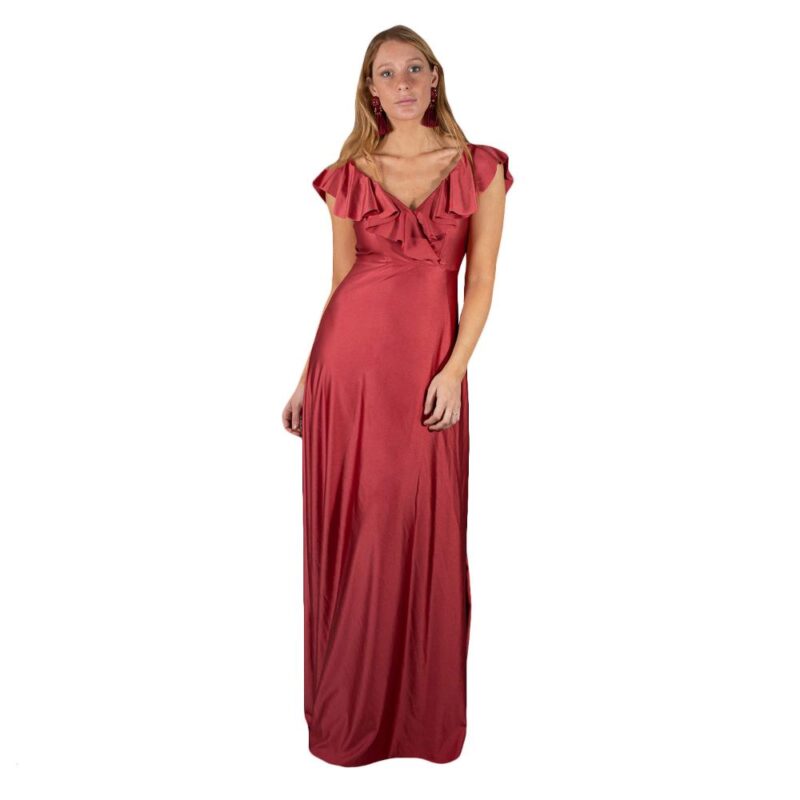 Vestido Largo Marken Rose Gold Lycra Dupont Maria Paskaro