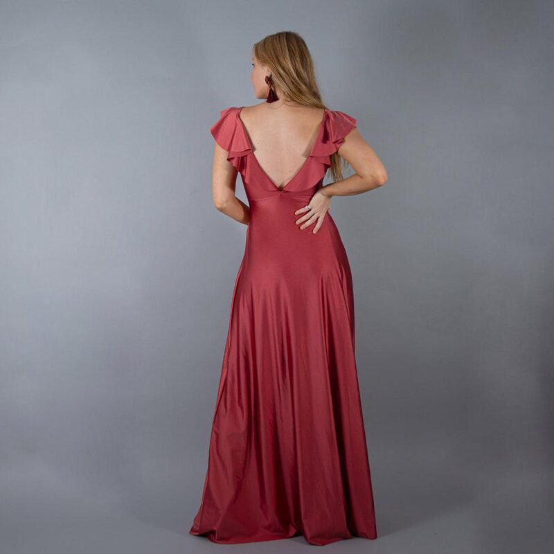 Vestido Largo Marken Rose Gold Lycra Dupont Maria Paskaro