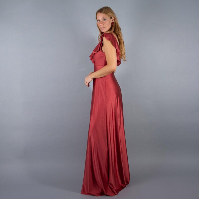 Vestido Largo Marken Rose Gold Lycra Dupont Maria Paskaro