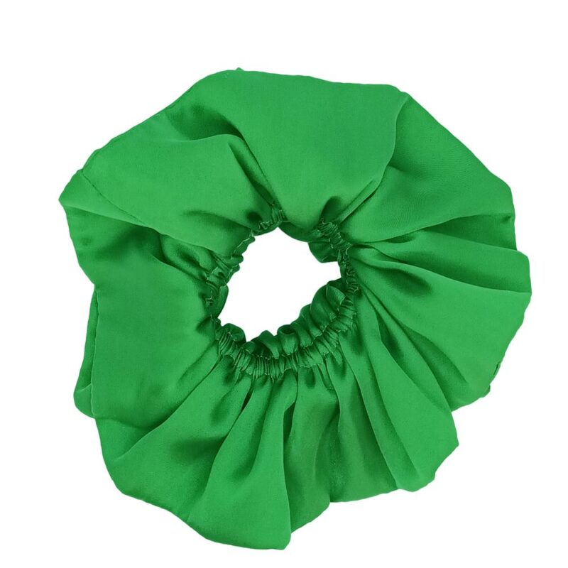 Scrunchie Collet Camelia L Verde Seda Maria Paskaro