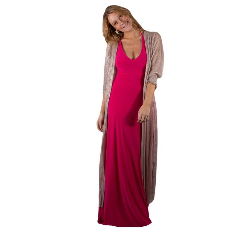 Tapado Kimono Santini Rosado Transparente Maria Paskaro