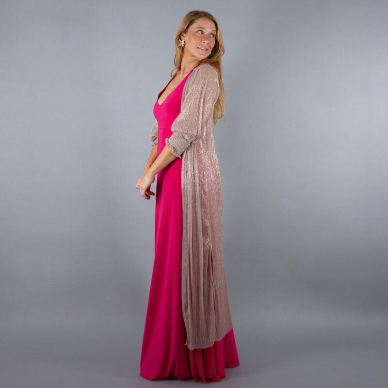 Tapado Kimono Santini Rosado Transparente Maria Paskaro
