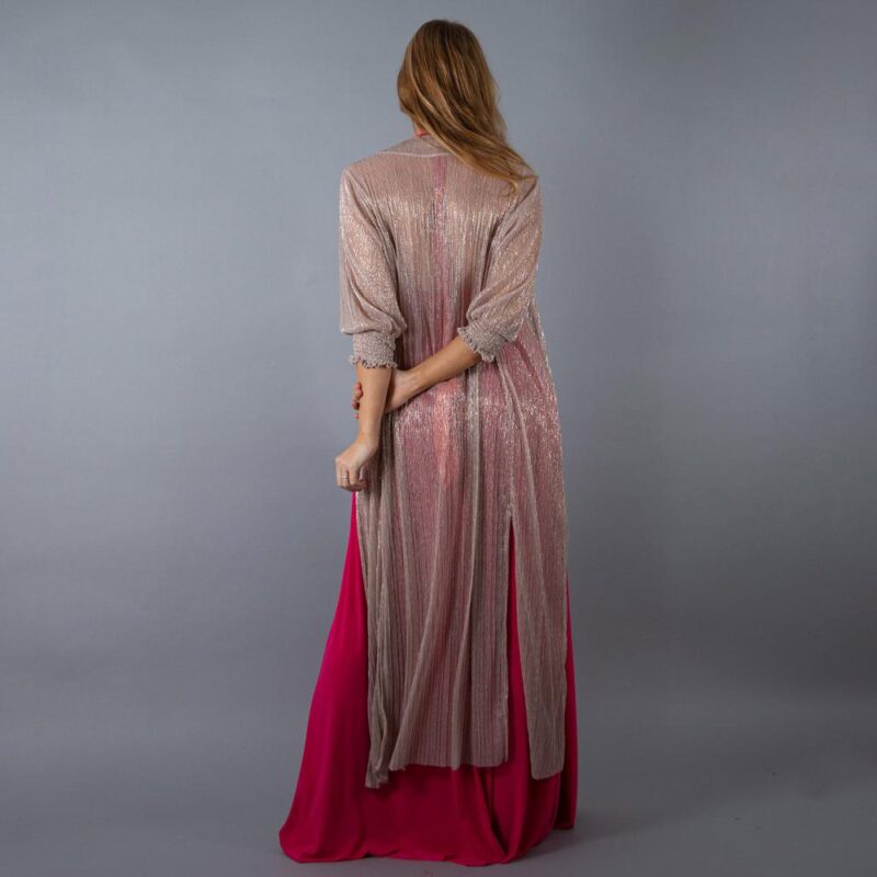 Tapado Kimono Santini Rosado Transparente Maria Paskaro