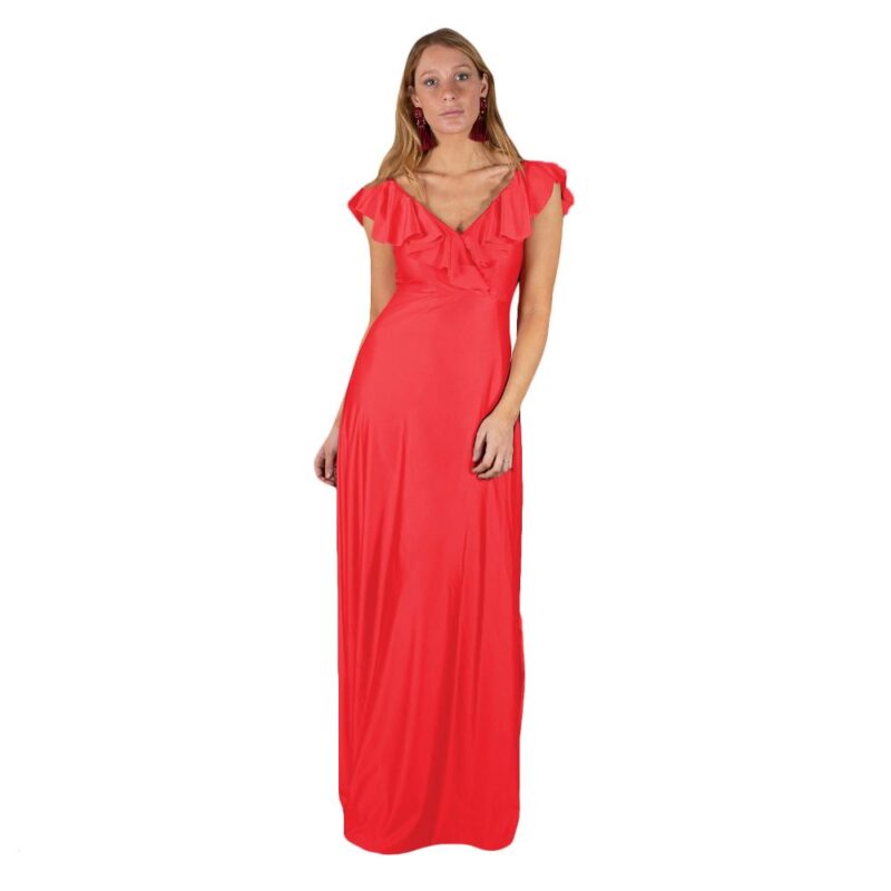 Vestido Largo Marken Coral Lycra Dupont Maria Paskaro