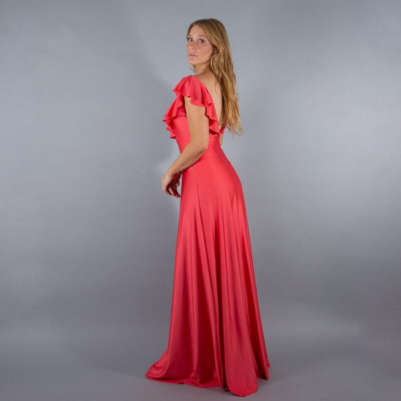 Vestido Largo Marken Coral Lycra Dupont Maria Paskaro