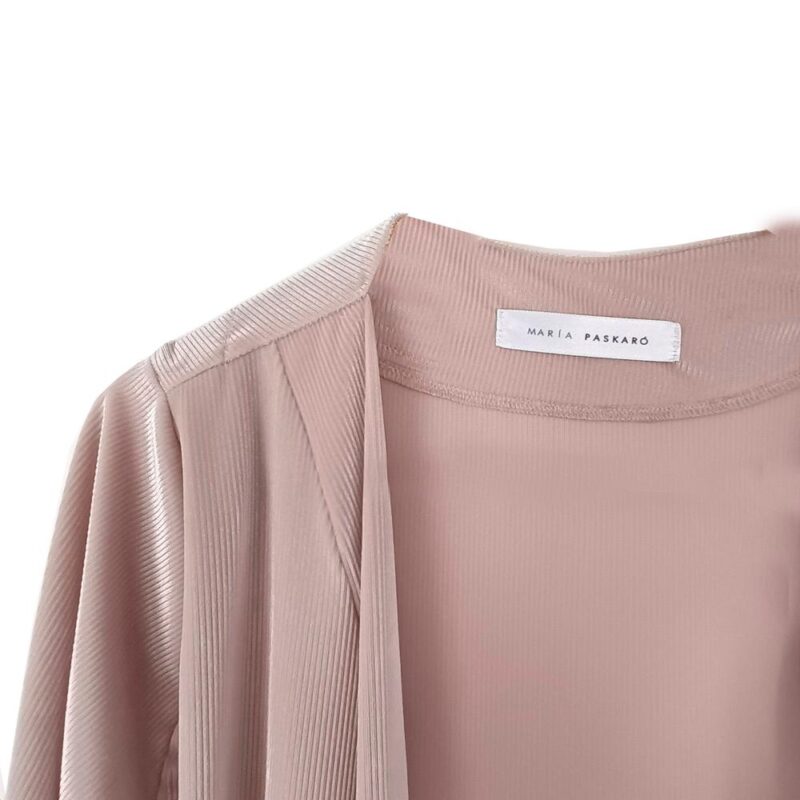 Tapado Kimono Largo Verona Crudo Terciopelo Lineas Maria Paskaro