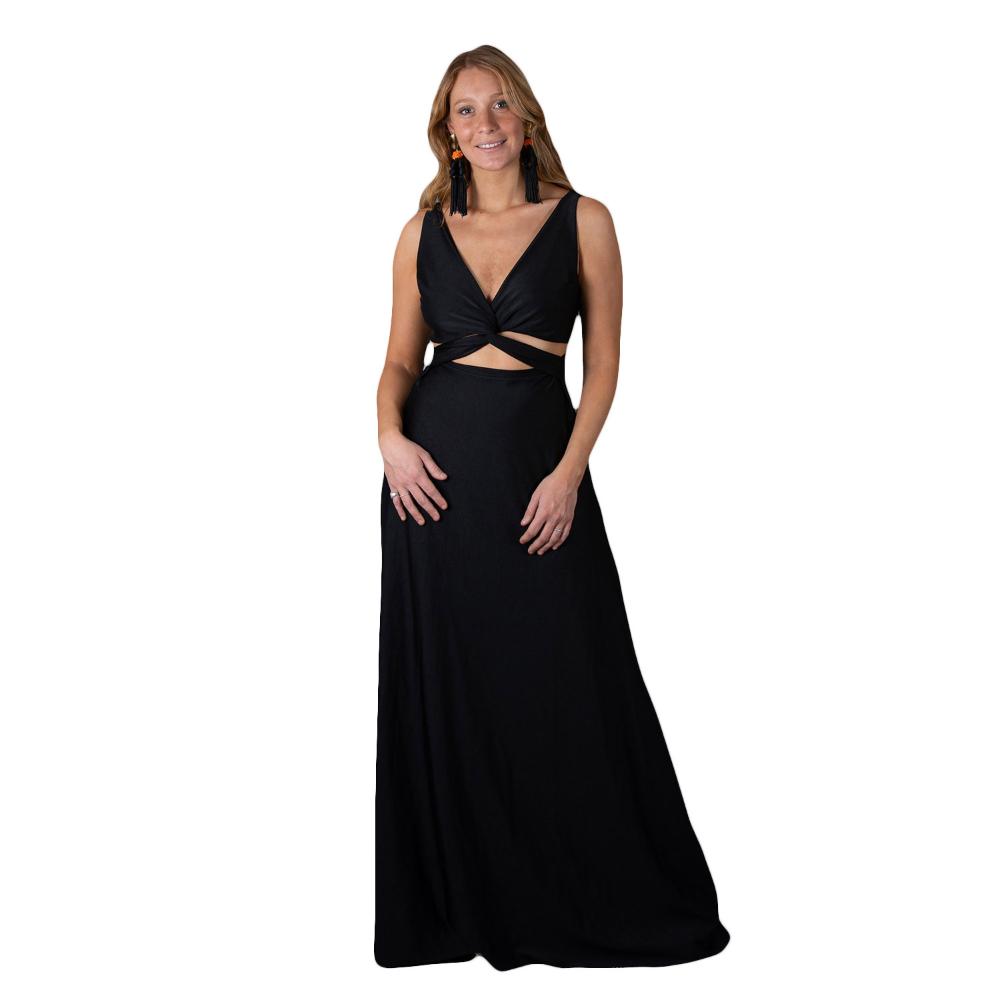 Vestido Largo Algarve Negro Lycra Dupont Maria Paskaro