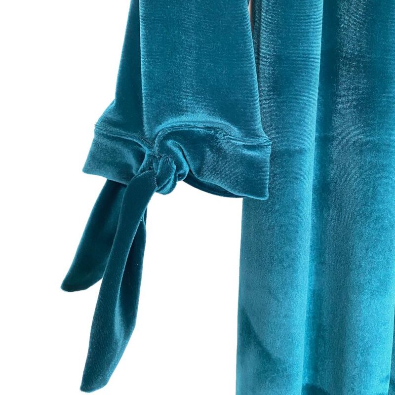 Tapado Kimono Largo Verona Petroleo Lineas Terciopelo Maria Paskaro