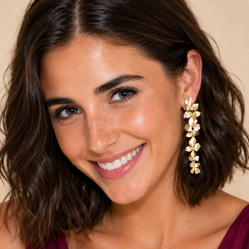 Aros Gladiolo Flores Chicas Dorado Maria Paskaro