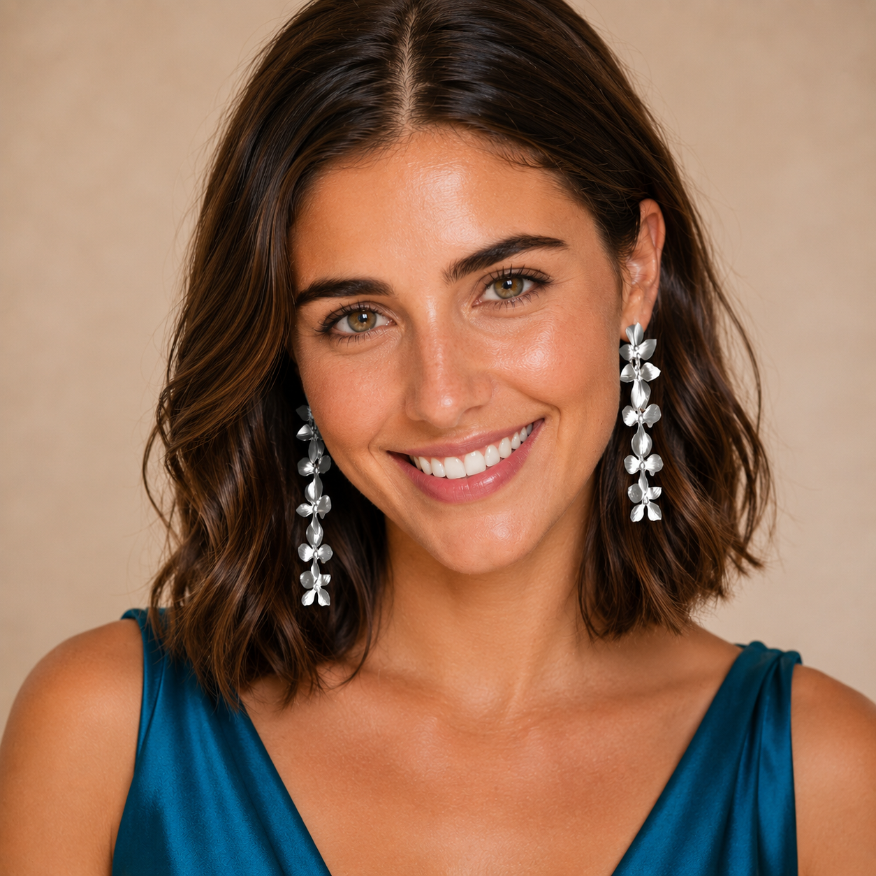 Aros Gladiolo Flores Chicas Plateado Maria Paskaro