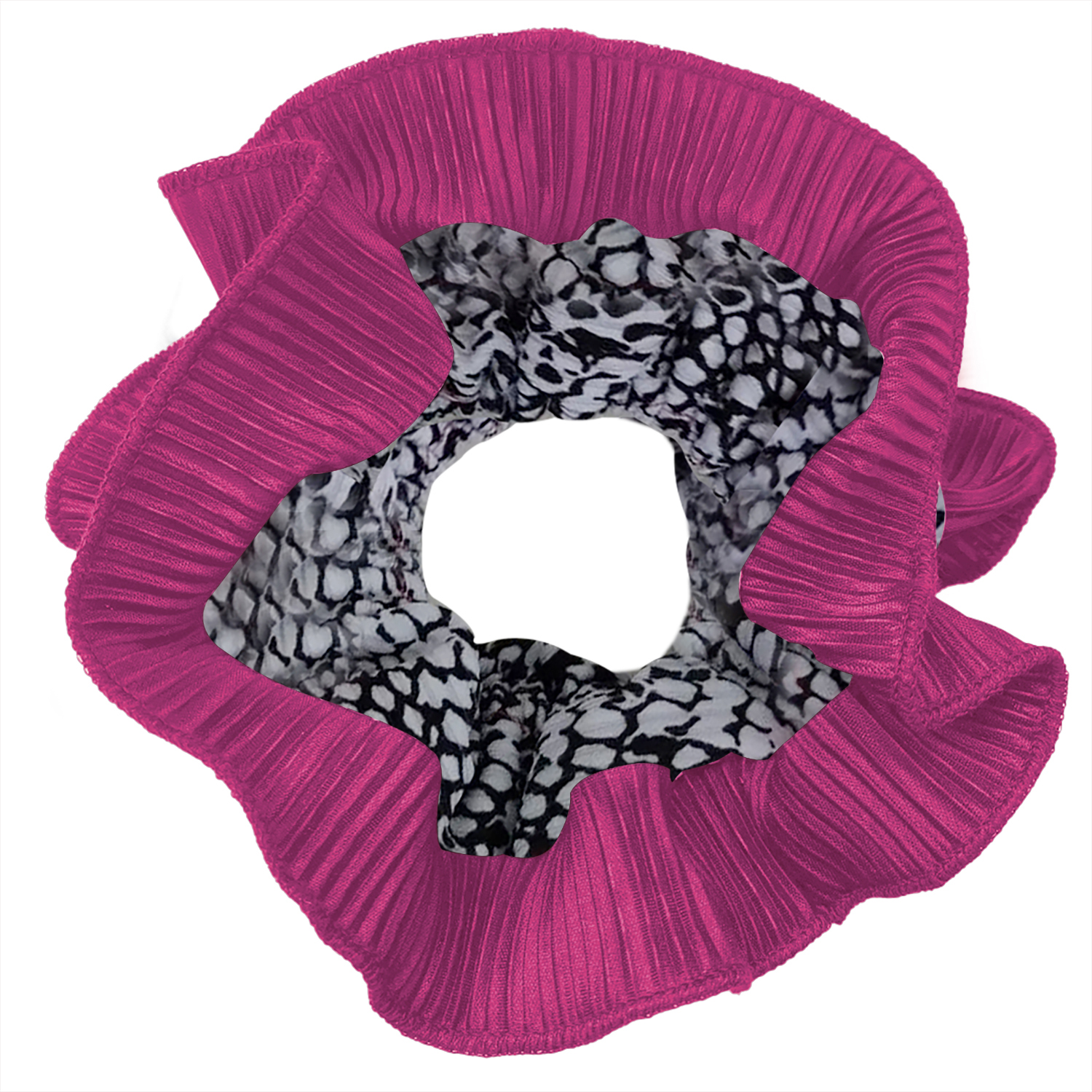 Scrunchie Collet Begonia XL Piton Fucsia Plisado Maria Paskaro