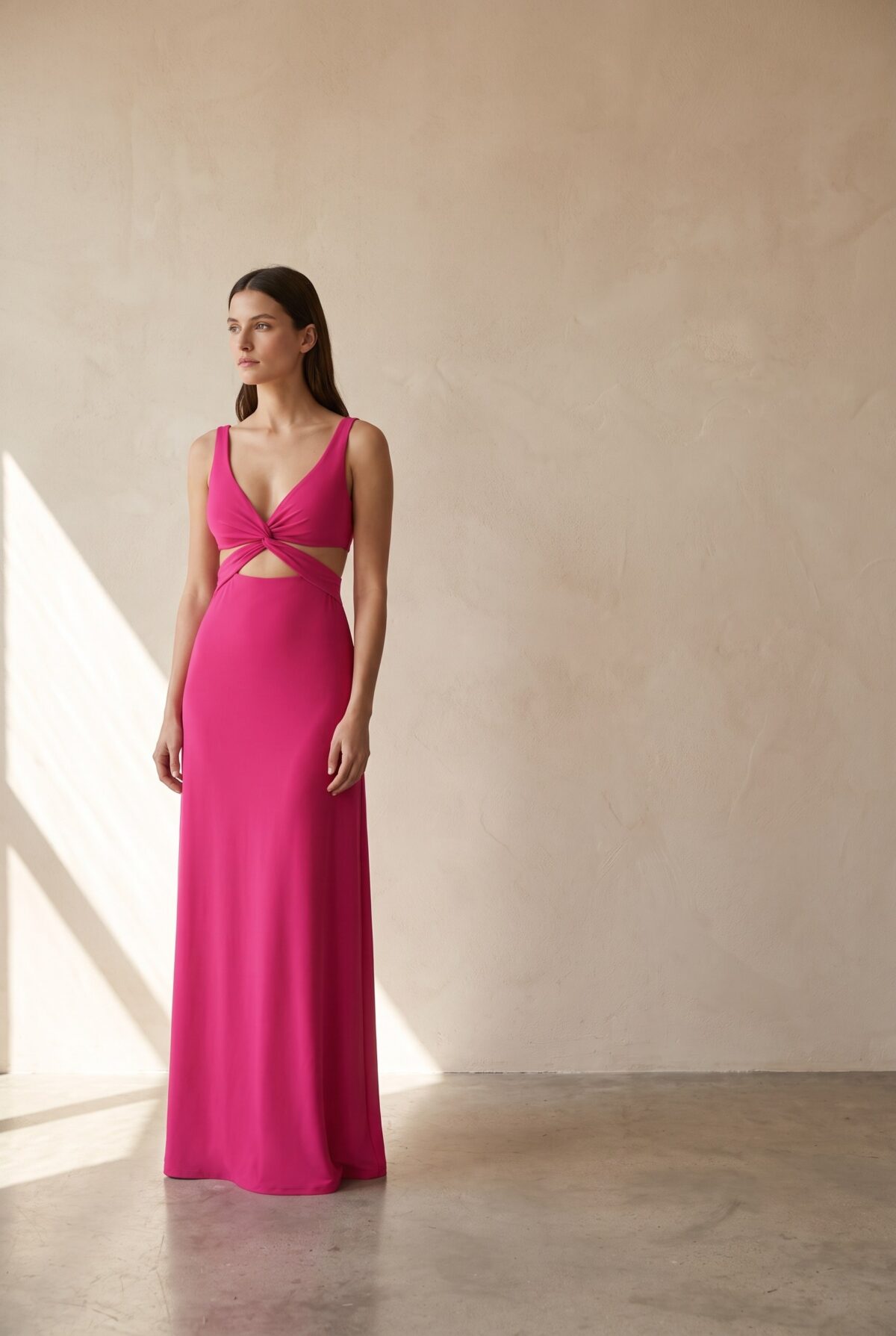 Vestido Largo Algarve Fucsia Lycra Dupont — María Paskaró