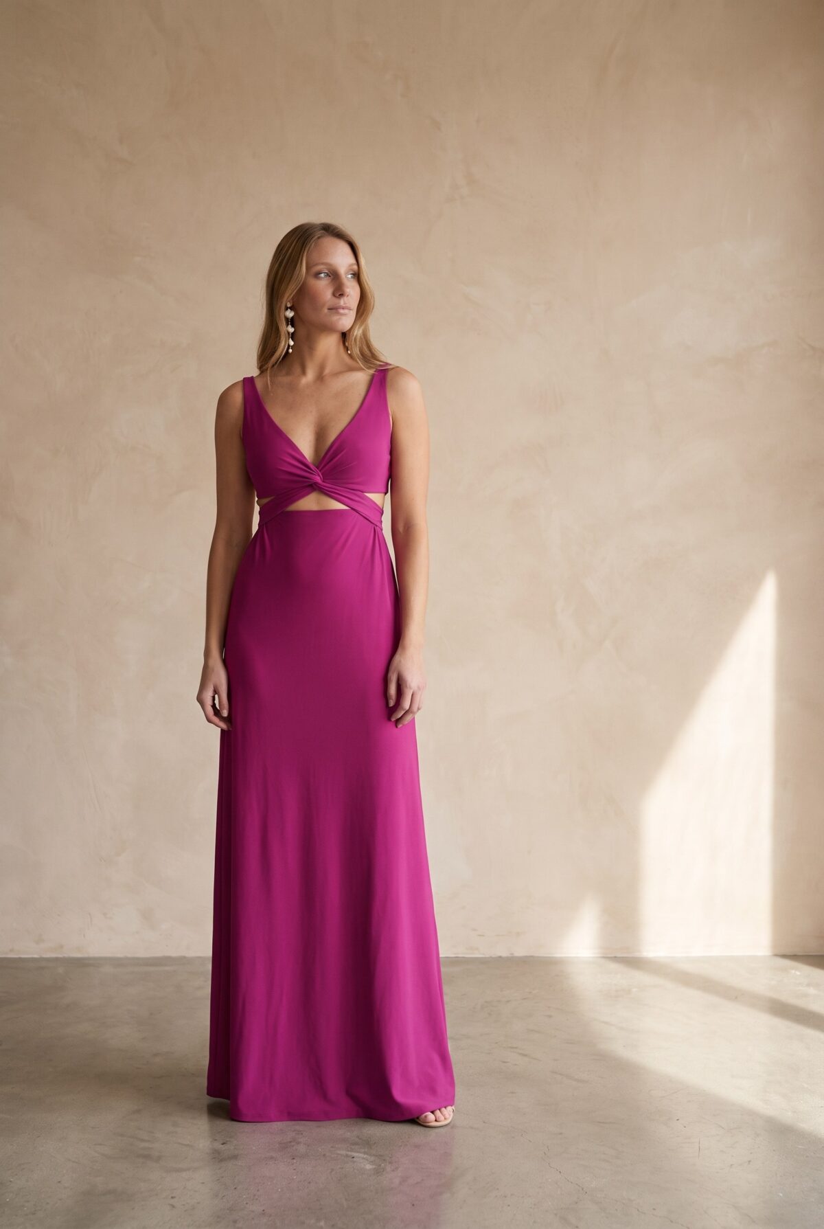Vestido Largo Algarve Magenta Lycra — María Paskaró