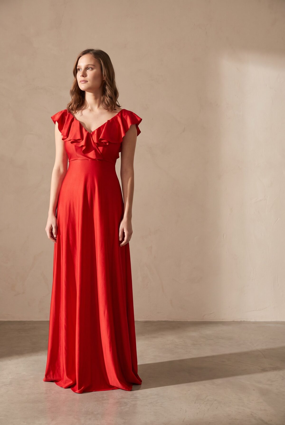 Vestido Largo Marken Rojo Lycra Dupont — María Paskaró