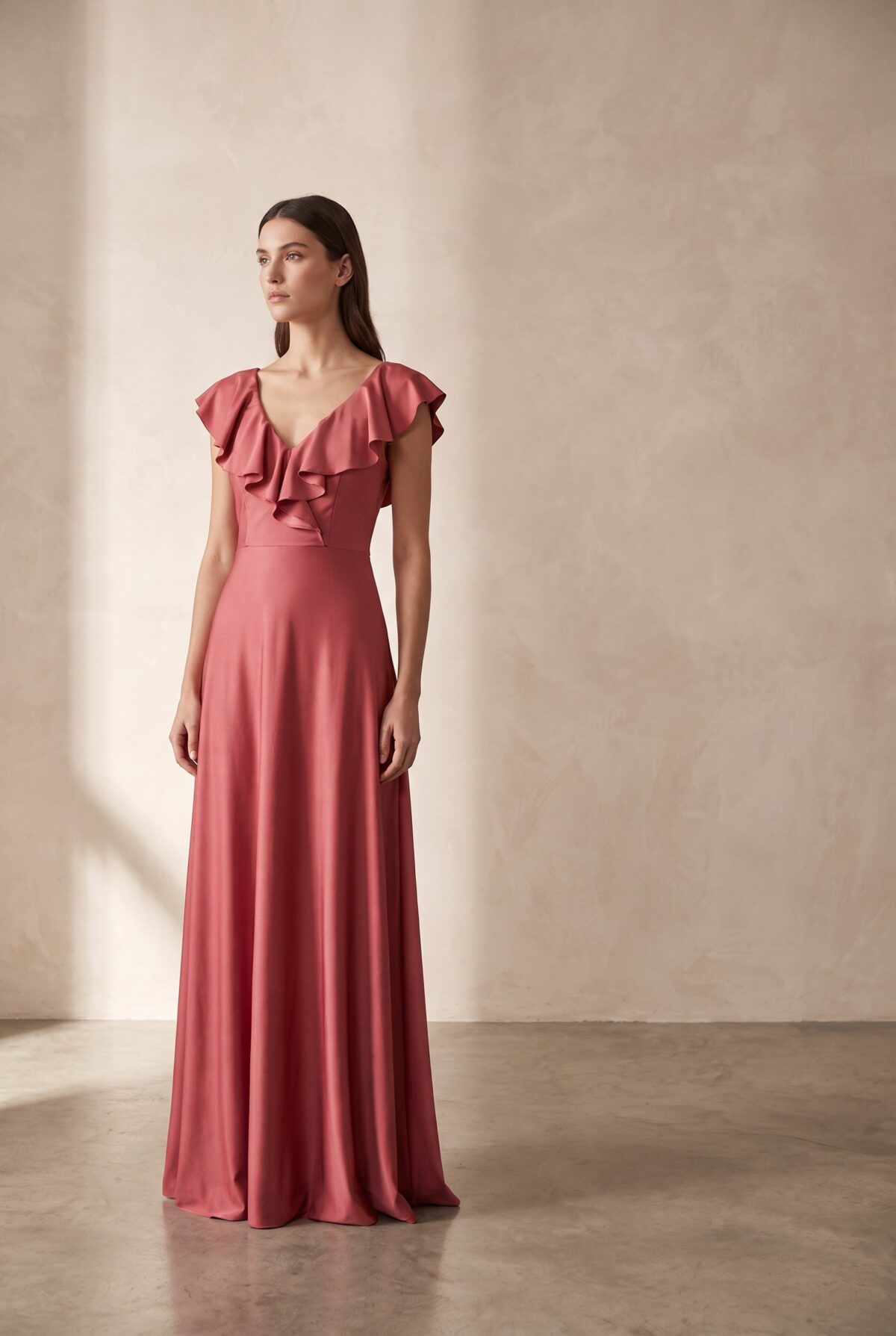 Vestido Largo Marken Rosa Lycra Dupont — María Paskaró