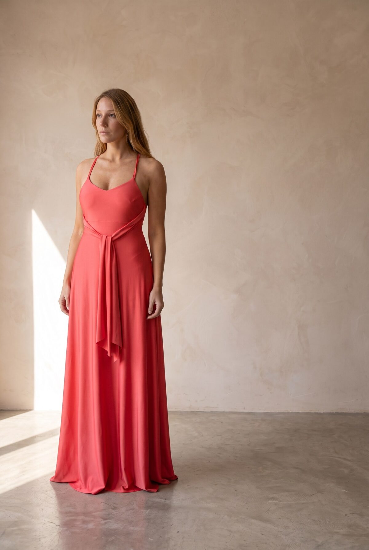 Vestido Largo Paris Coral Dupont Lazo — María Paskaró