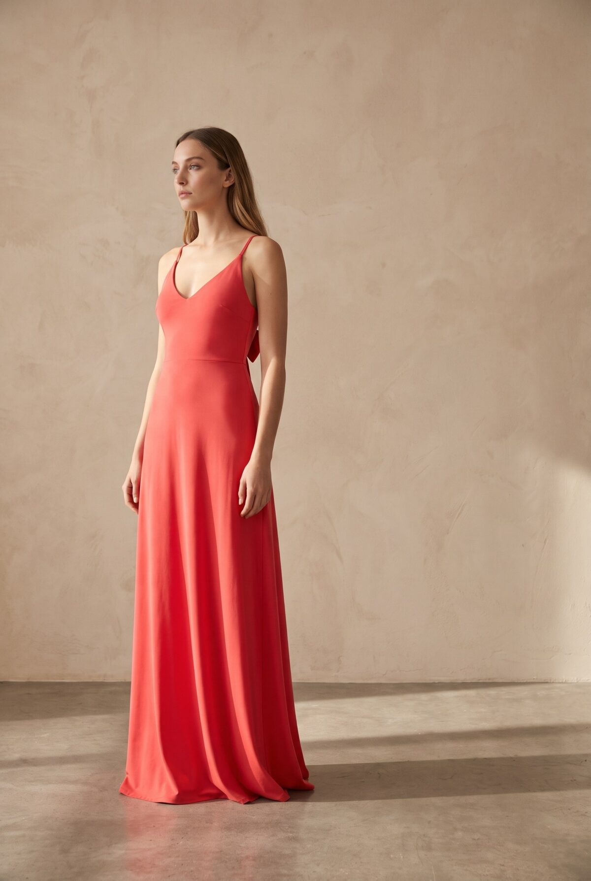 Vestido Largo Paris Rojo Lycra Lazo — María Paskaró