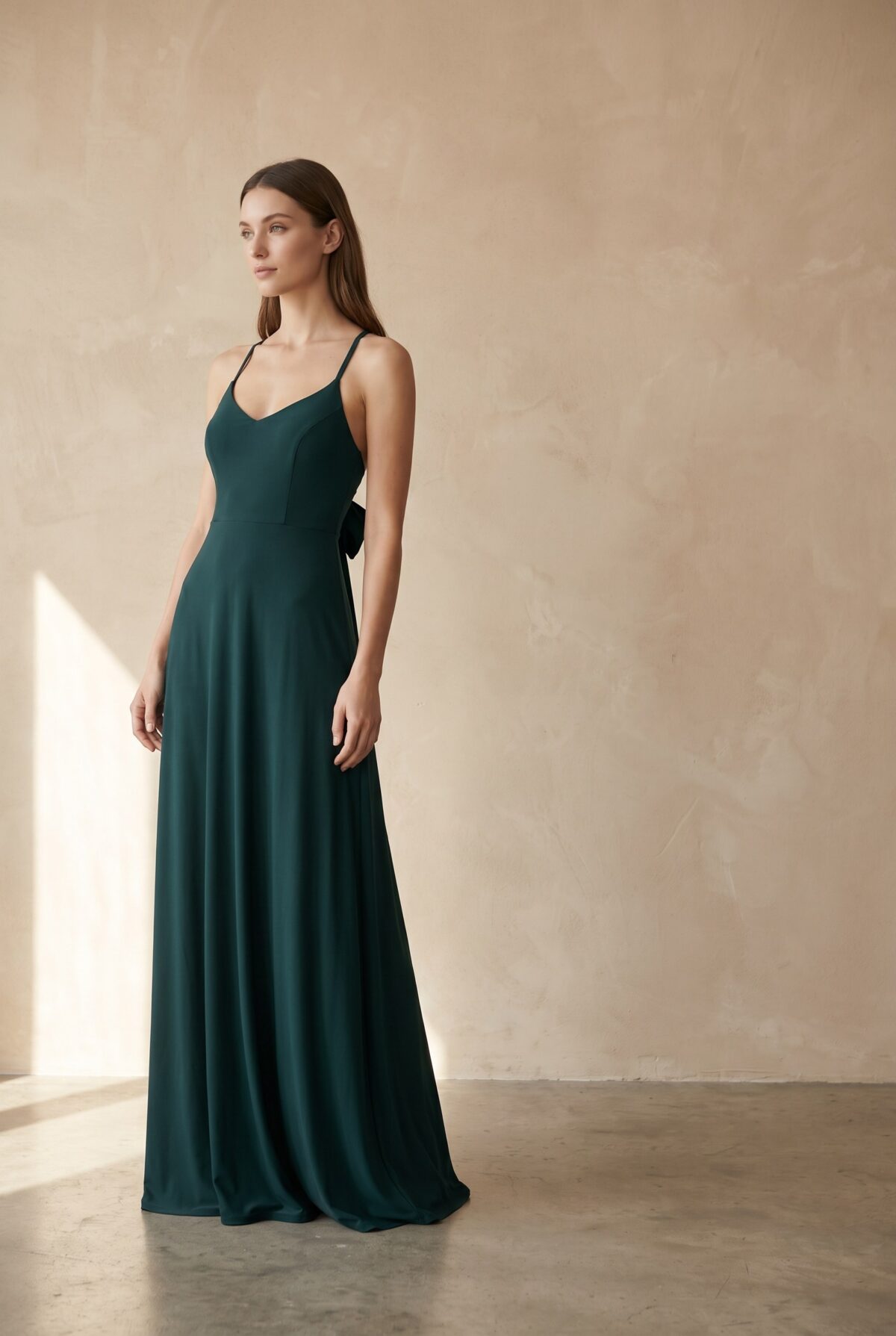 Vestido Largo Paris Verde Lycra Lazo — María Paskaró